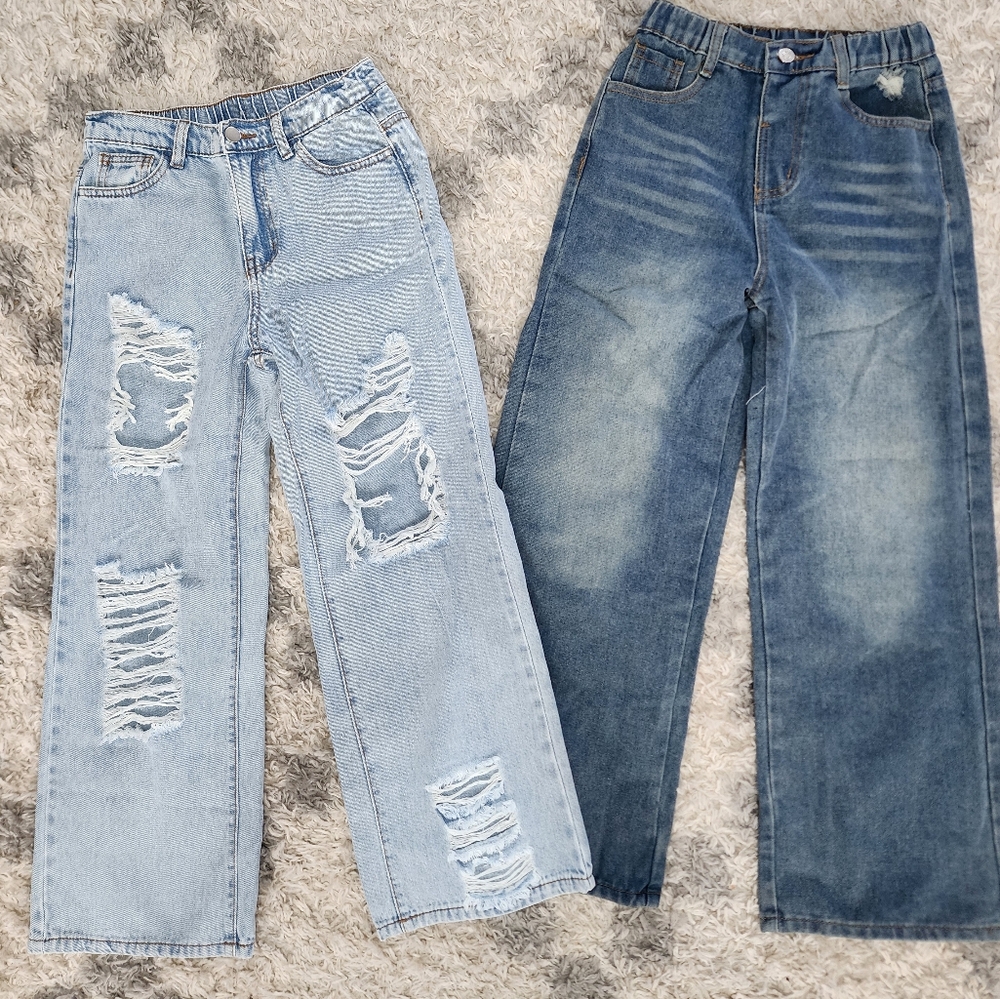 Stylish Distressed and Classic Blue Jeans